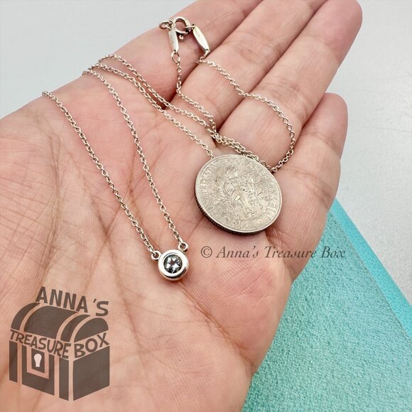 Tiffany & Co. 925 Silver CBTY 0.15 Carat Aquamarine 16" Necklace (bx, pch, rbbn) - Picture 6 of 9